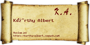 Kürthy Albert névjegykártya